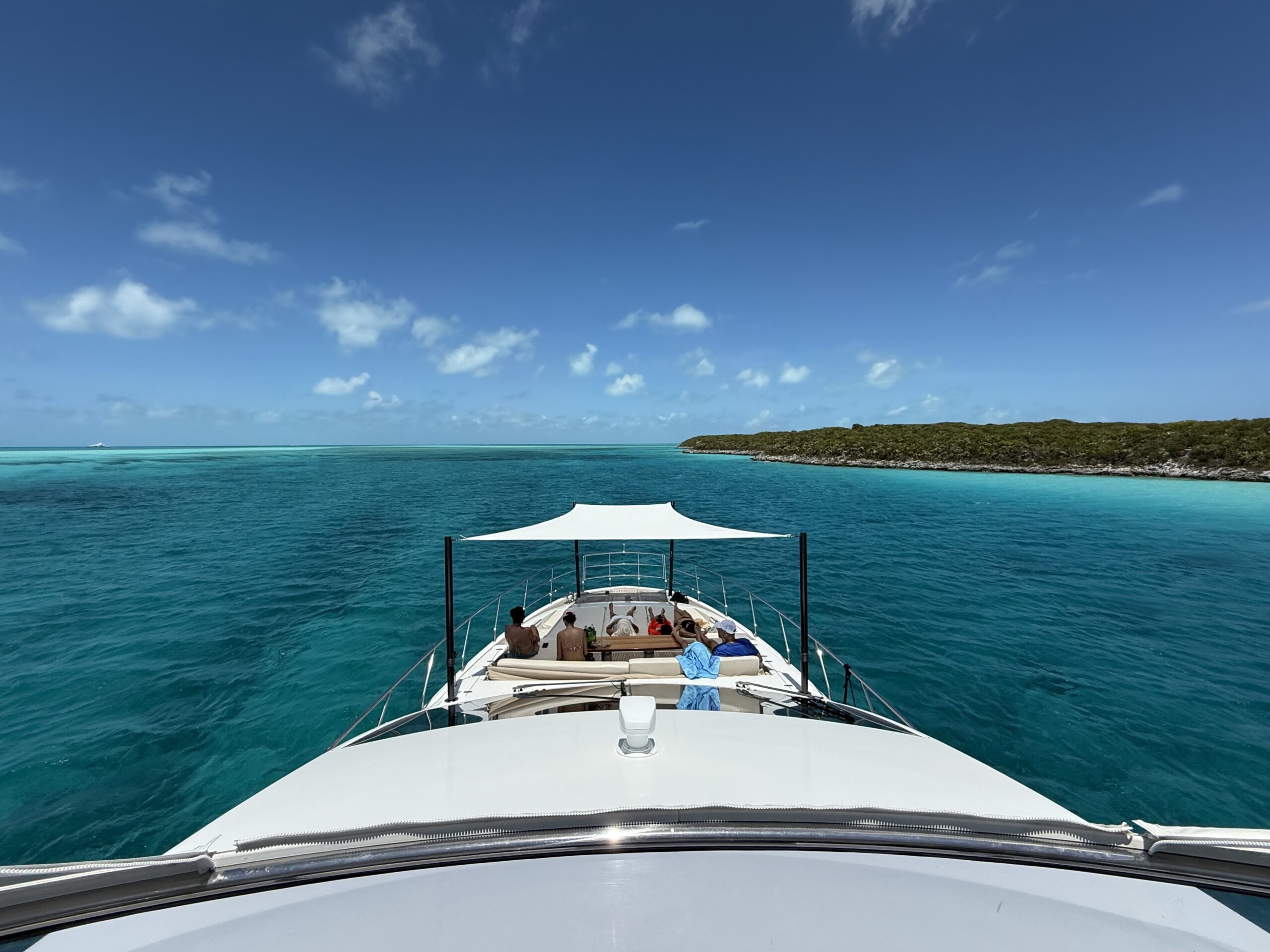 Custom marine sunshade on an Azimut yacht by National Canvas