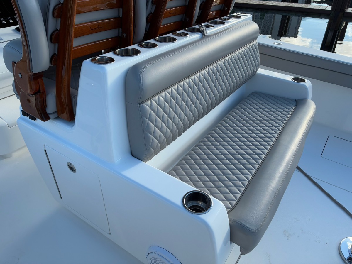 Valhalla V-41 helm seating after a full upholstery rebuild