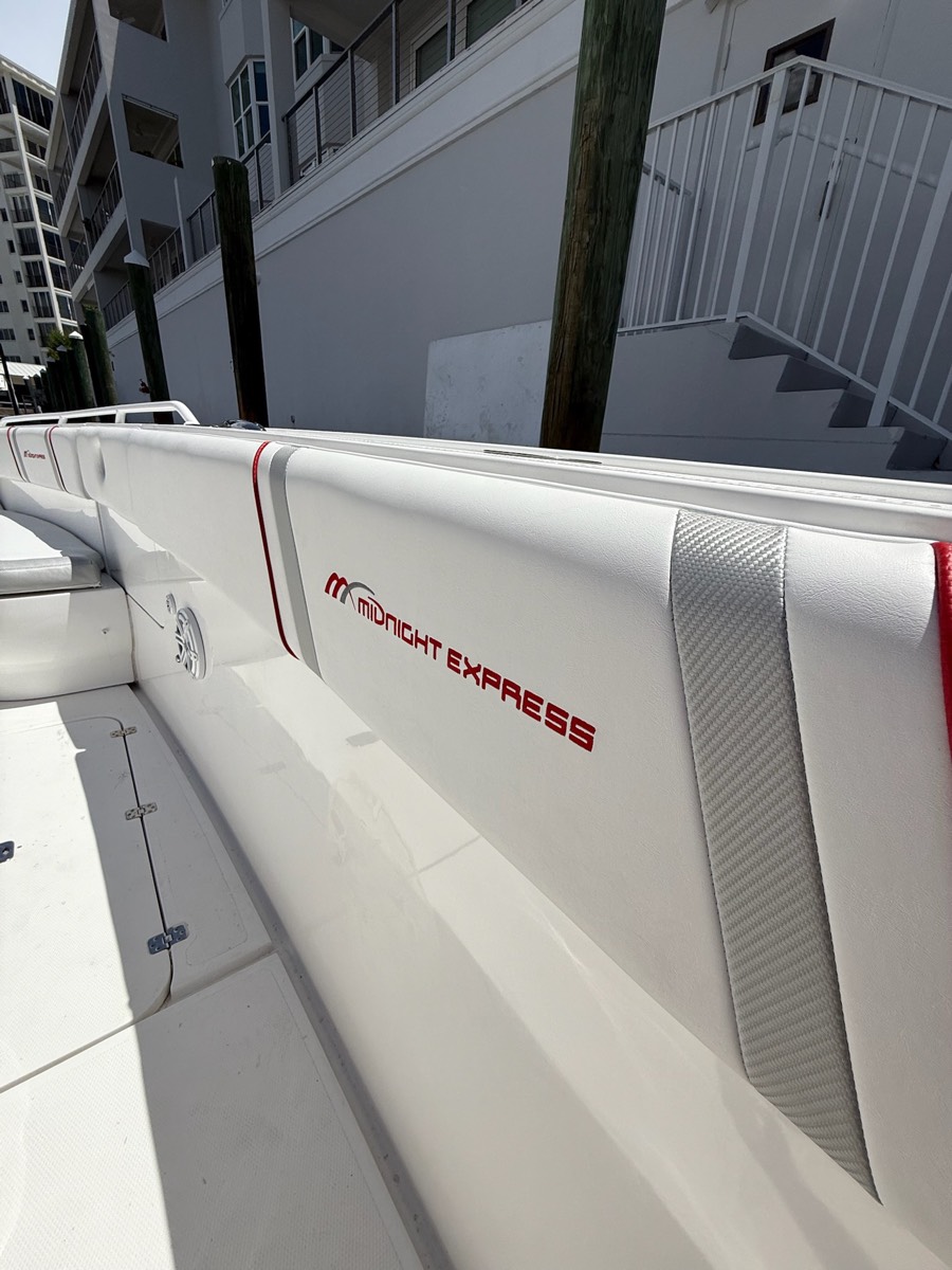 Midnight Express coaming bolsters rebuilt with diamond-stitch inserts